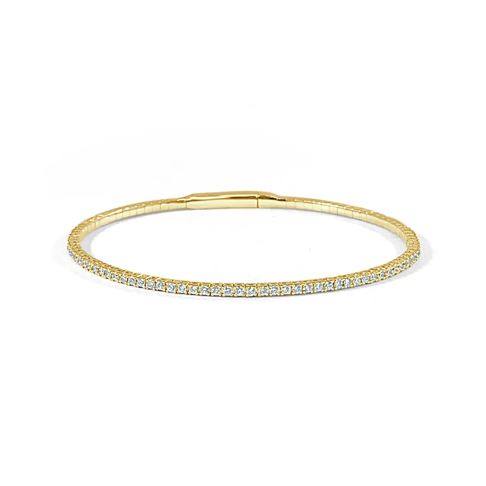 14k Gold & Diamond Flexible Bangle - 1.05ct