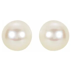 14K Yellow 6 mm Cultured White Akoya Pearl Earrings