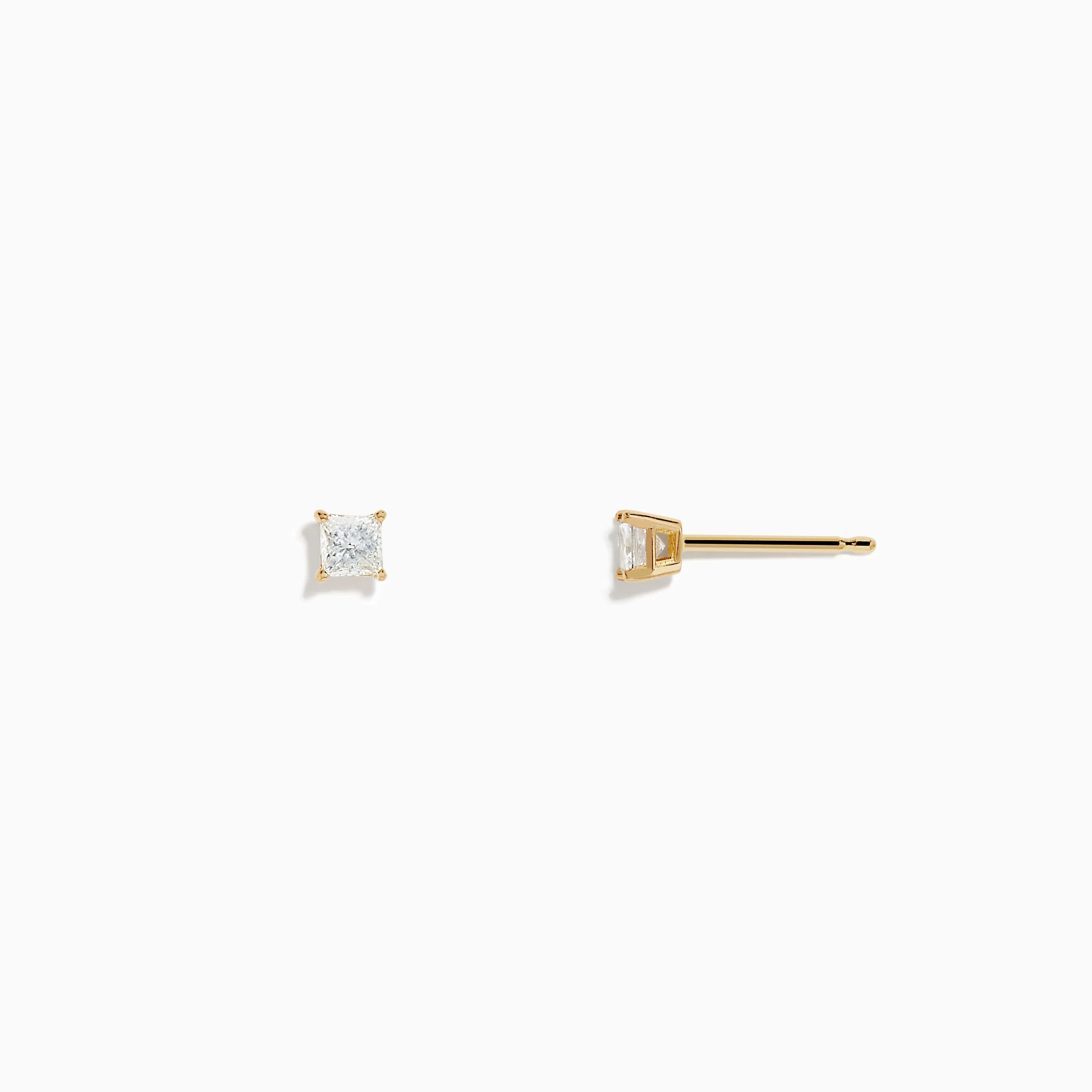 14K Yellow Gold Diamond Solitaire Stud Earrings, 0.25 TCW