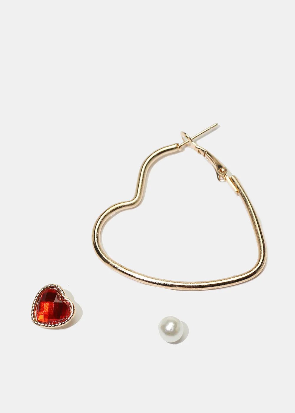 3-Pair Heart Earrings