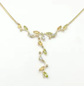 9ct Gold Peridot/Topaz/Citrine necklace 6.7gr
