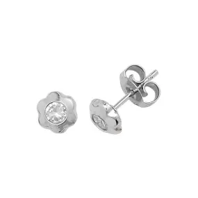 9ct  White  Gold  Daisy  Zirconia  Stud  Earrings  ES310