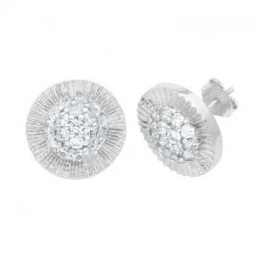 9ct White Gold Round Zirconia Stud Earrings ES546W