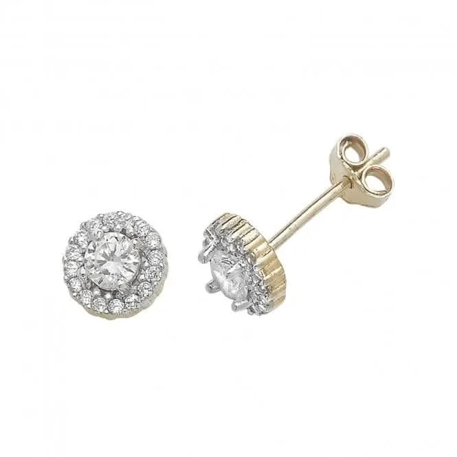 9ct Yellow Gold Round Zirconia Stud Earrings ES393