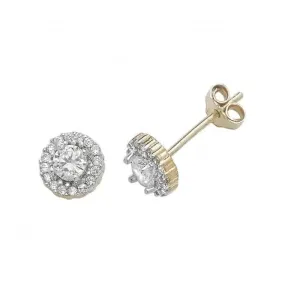 9ct Yellow Gold Round Zirconia Stud Earrings ES393