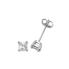 Acotis Silver Stud Earrings Square Zirconia G5553CZ