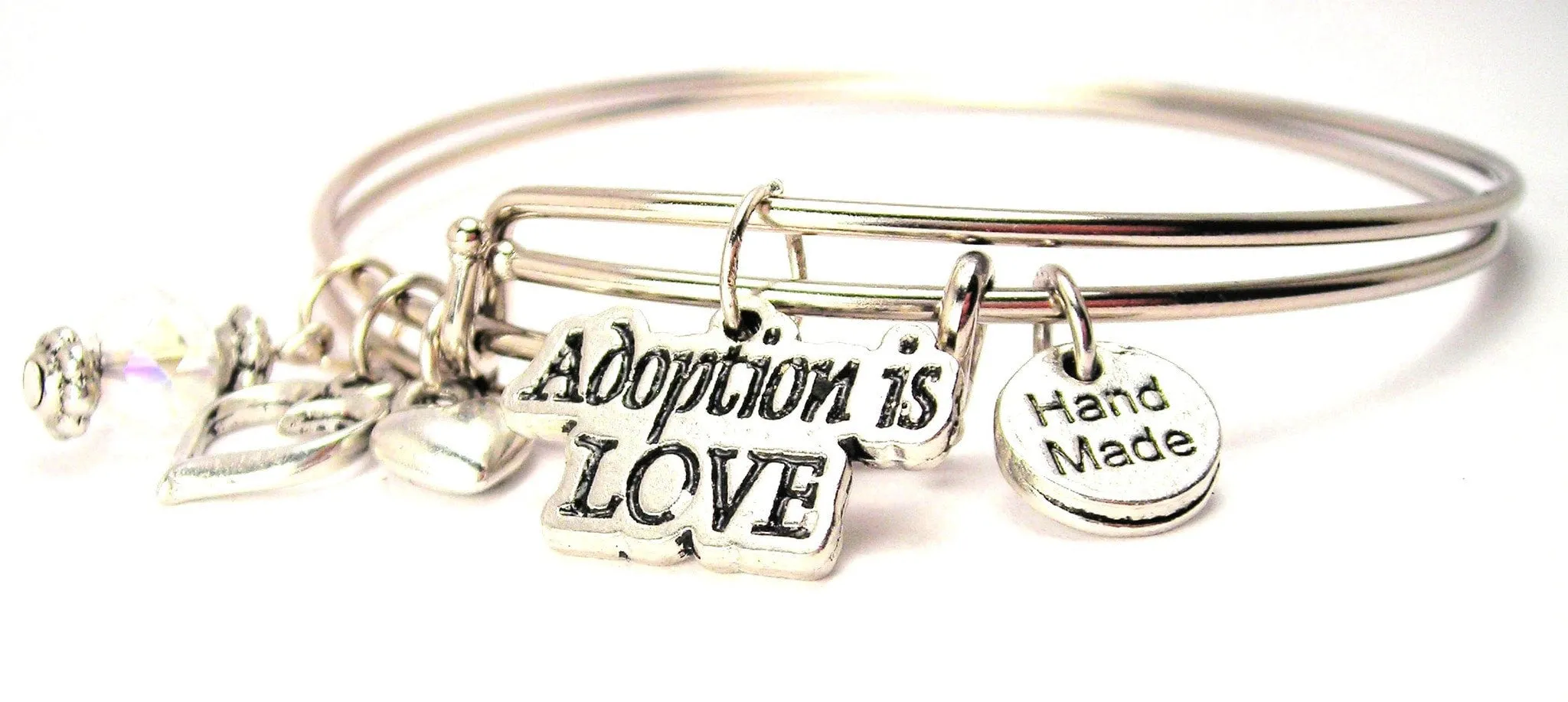 Adoption Is Love Expandable Bangle Bracelet Set