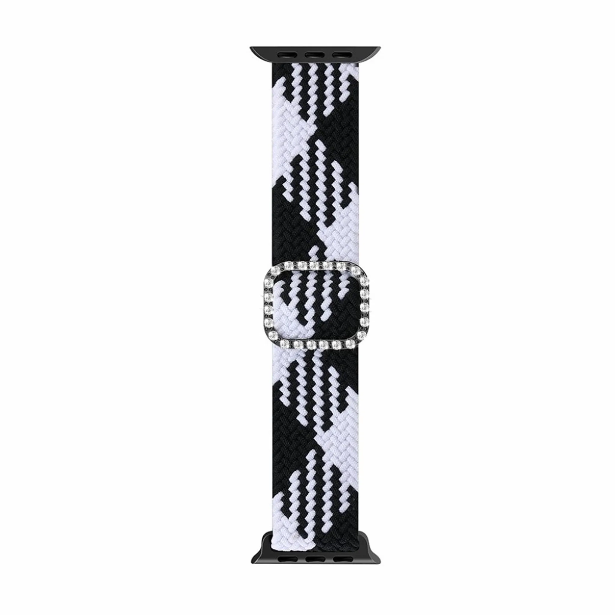 Apple Watch 40mm nylon watch strap in rhinestone buckle - Black and White
