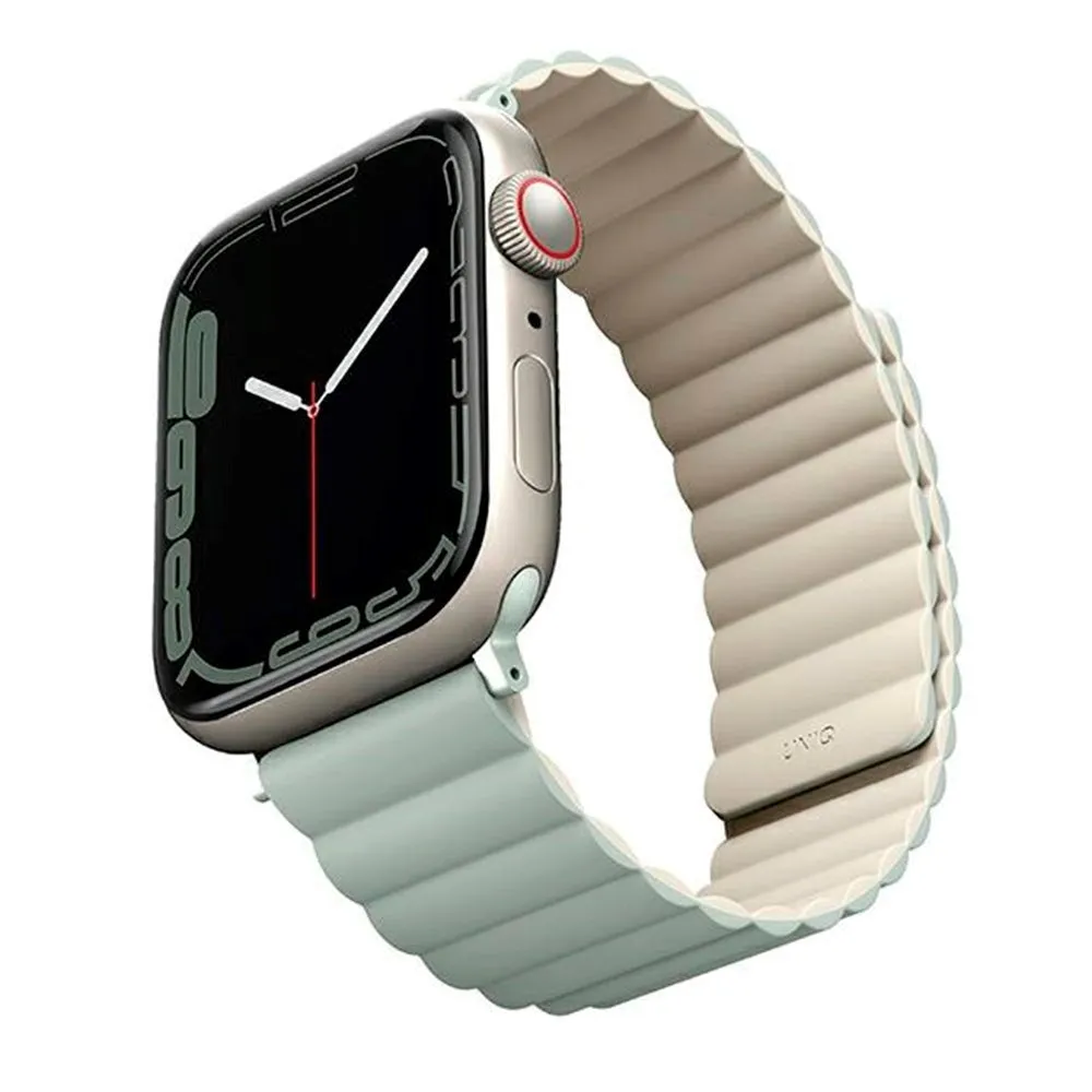 Apple Watch (42/44/SE/45/46/49mm) UNIQ Revix Magnetisk Vendbar Urrem - Sage / Beige