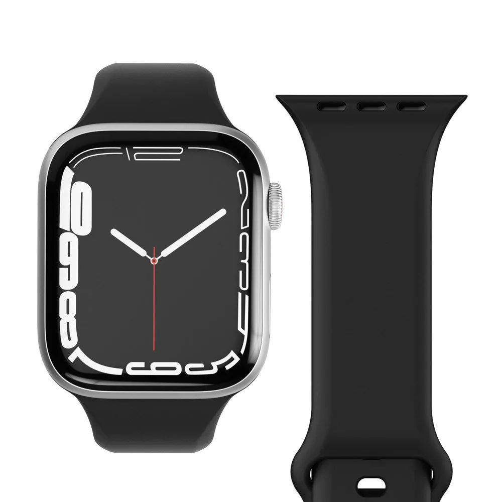 Apple Watch (42/44/SE/45/46/49mm) Vonmählen Classic Band 2 Genanvendt Silikone Rem - Sort