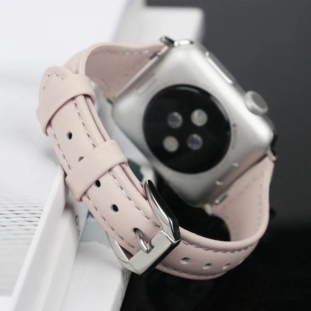 Apple Watch (45mm) B6 genuine leather watch strap - Pink / Size: L