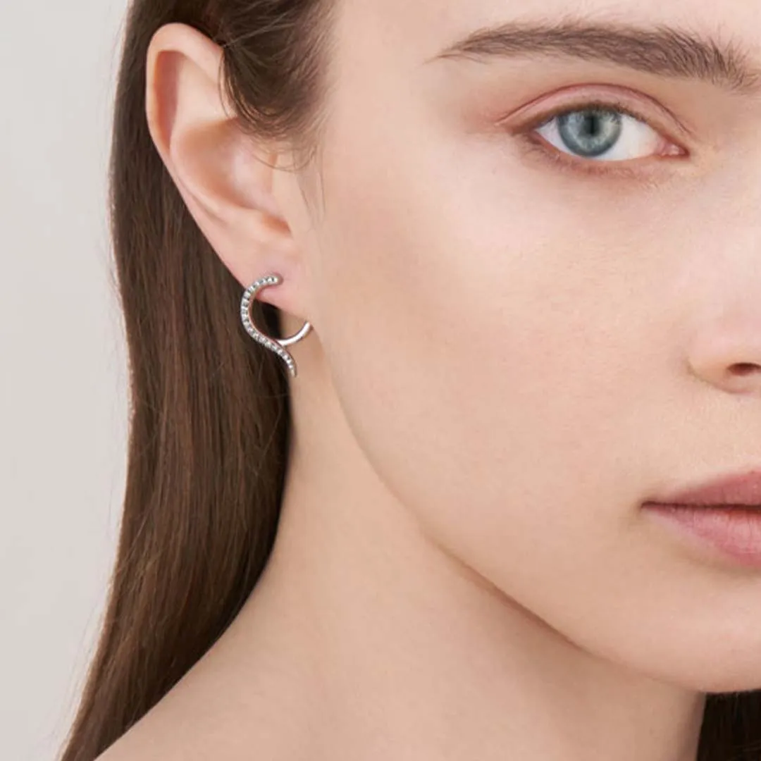 Armis Small Hoop Earrings - 18ct White Gold & Diamond Pavé