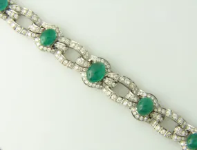 Art Deco, 18K White Gold Emerald and Diamond Bracelet