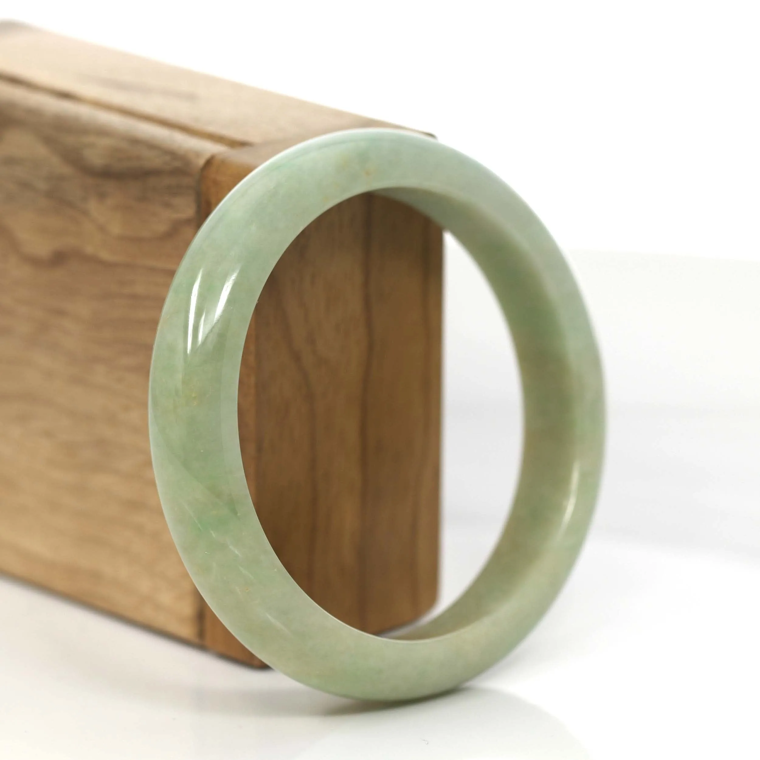 Baikalla "Classic Bangle" Yellow Green Natural Burmese Jadeite Jade Bangle (57.45mm )#801