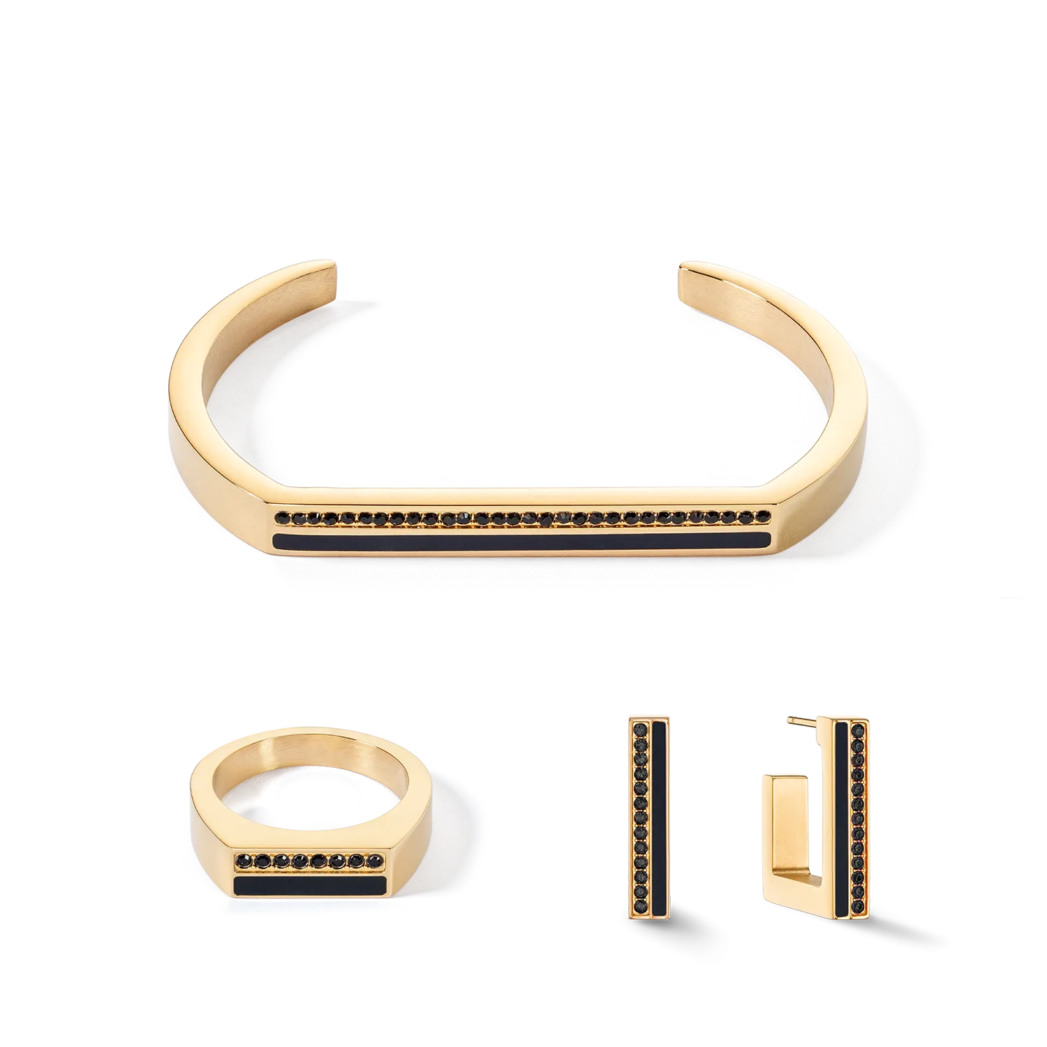 Bangle Cuff Square Stripes gold-black