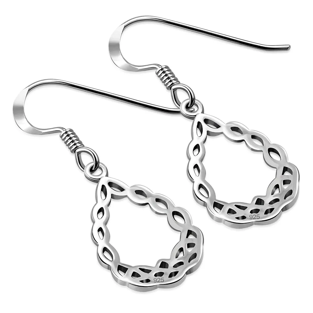 Celtic Drop Shape Silver Earrings