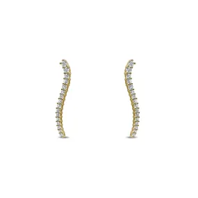 Curved Pave Bar Stud Earrings