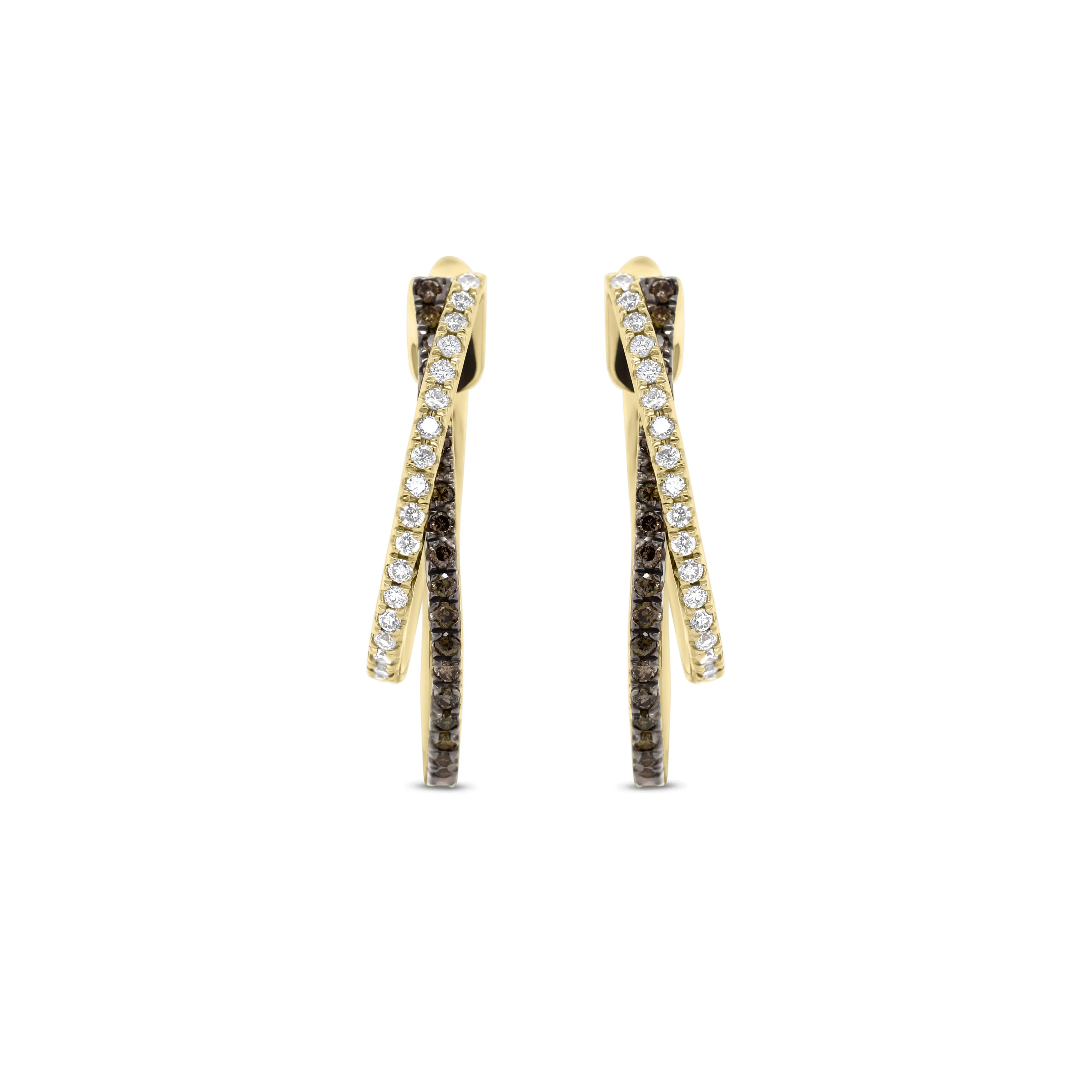 Diamond Two-Tone Crossover Hoop Earrings