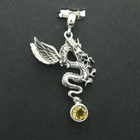 Dragon Pendant with Citrine,  925 Sterling Silver