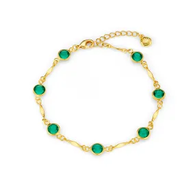 Emerald & Bar Link Chain Bracelet