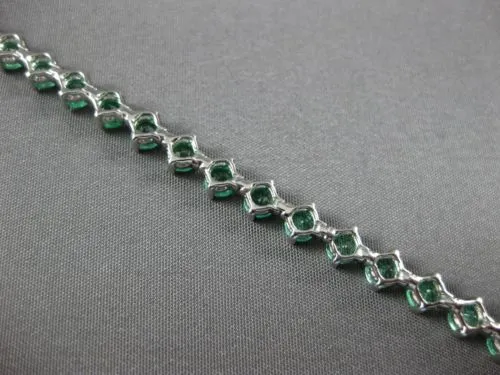 ESTATE 6.36CT AAA EMERALD 18K WHITE GOLD 3D CLASSIC SQUARE ROUND TENNIS BRACELET