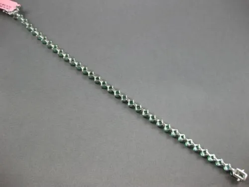 ESTATE 6.36CT AAA EMERALD 18K WHITE GOLD 3D CLASSIC SQUARE ROUND TENNIS BRACELET