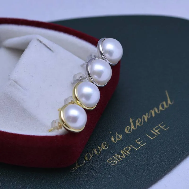 Freshwater Mabe Pearl & Ada Earrings