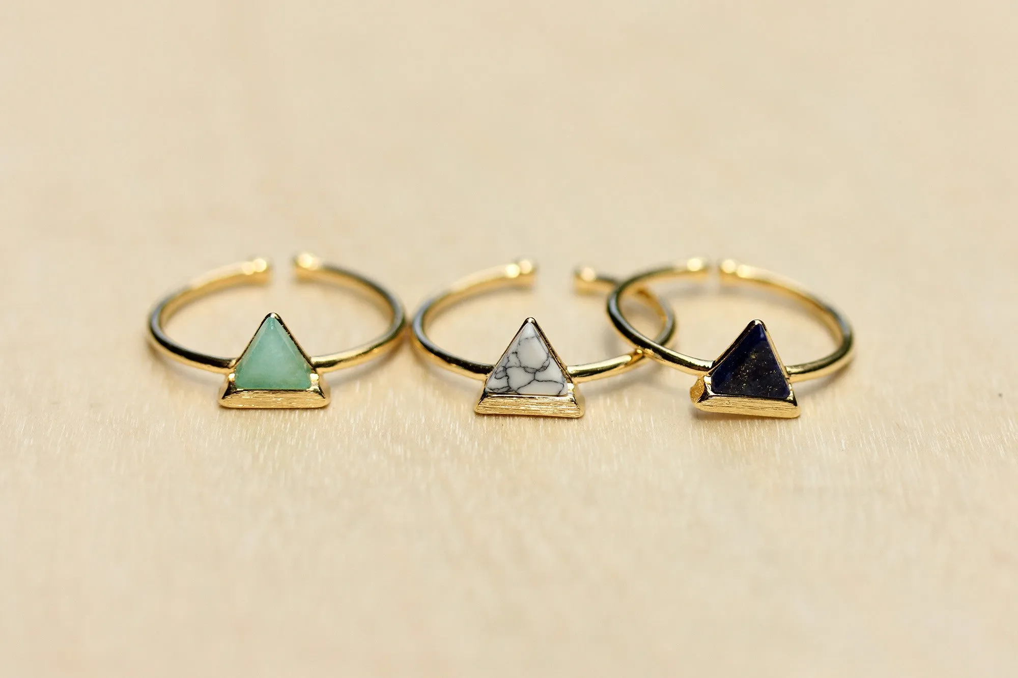Gemstone Split Ring Triangle