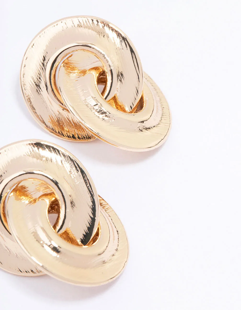 Gold Double Circle Drop Earrings
