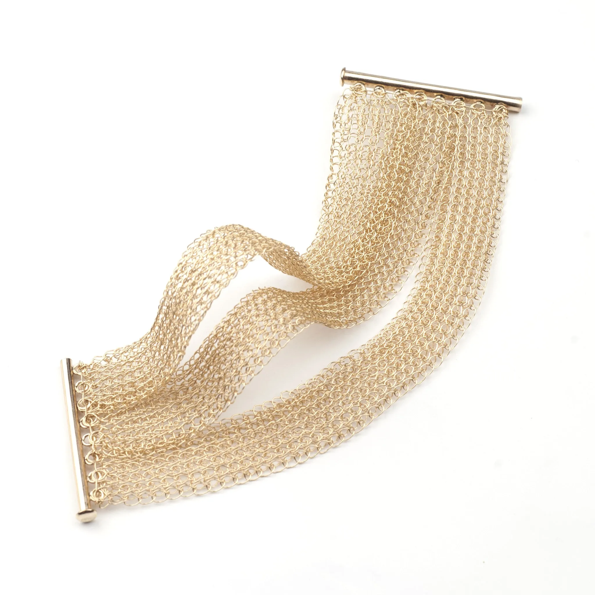 Gold Layered Bracelet Cuff , Wire Crochet Bridal Cuff , Handmade Bridal Jewelry