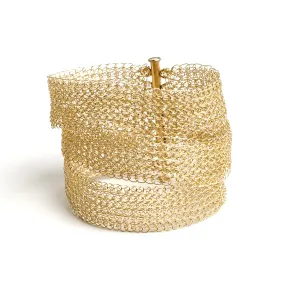 Gold Layered Bracelet Cuff , Wire Crochet Bridal Cuff , Handmade Bridal Jewelry
