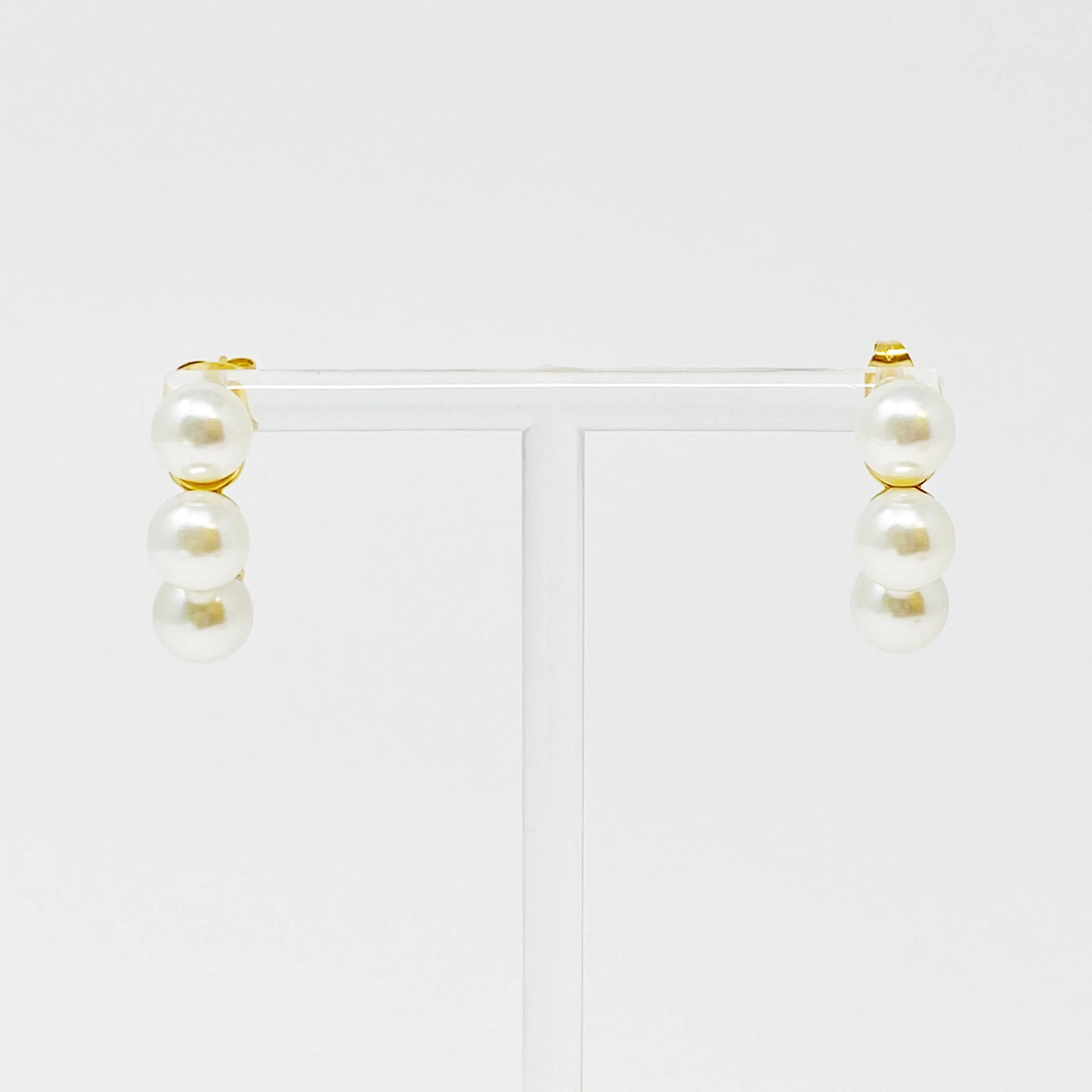 Gold Pearl Hoop Earrings