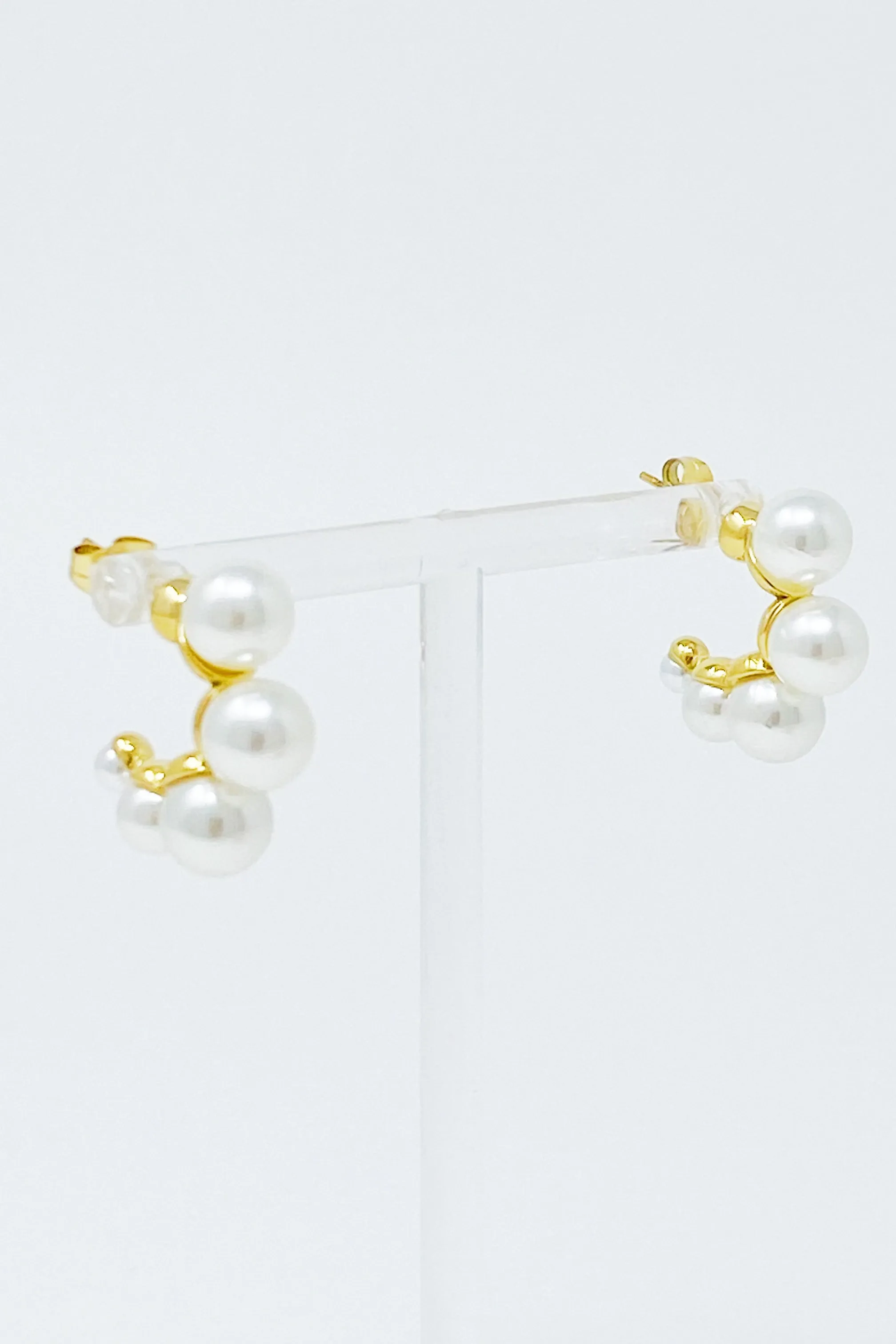 Gold Pearl Hoop Earrings