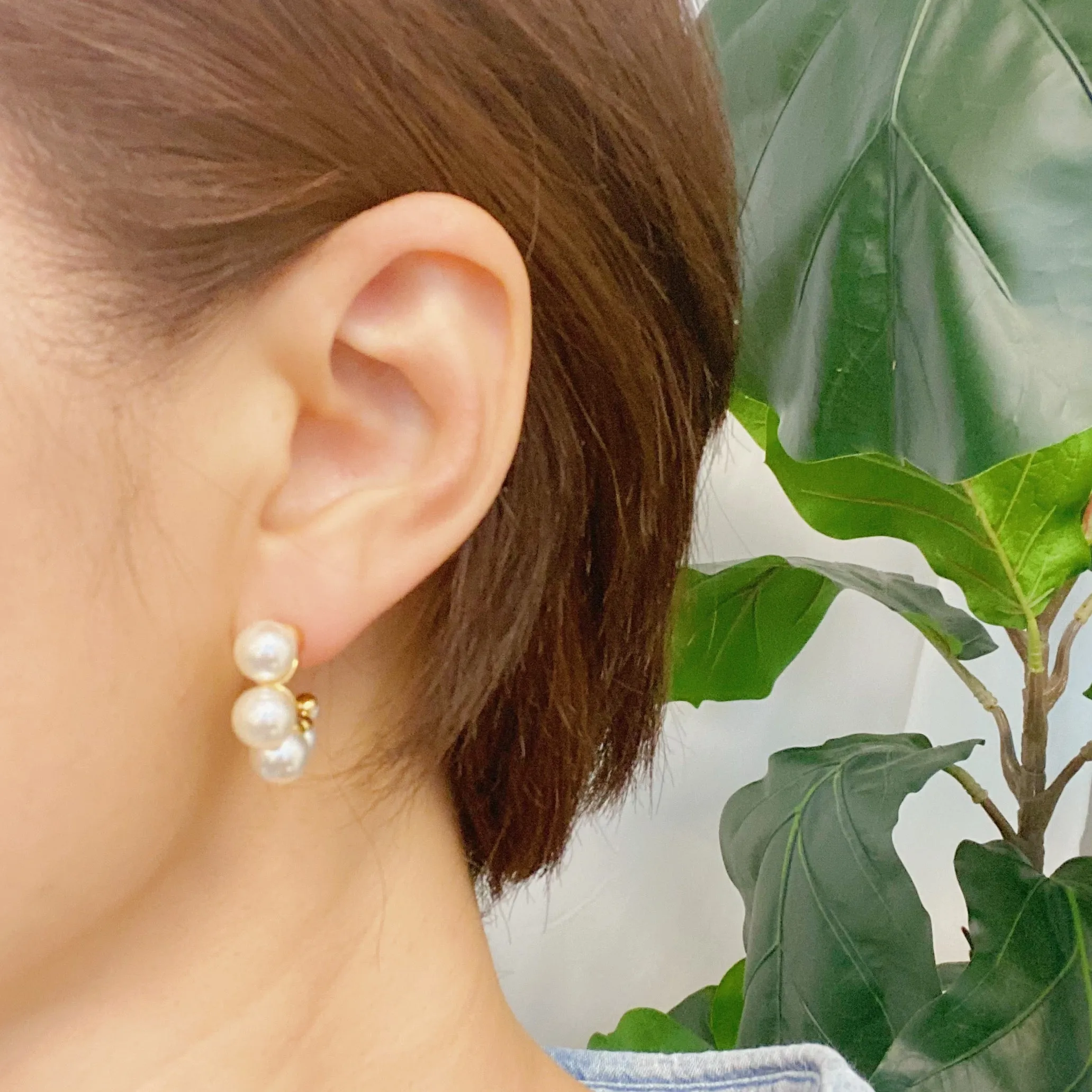 Gold Pearl Hoop Earrings