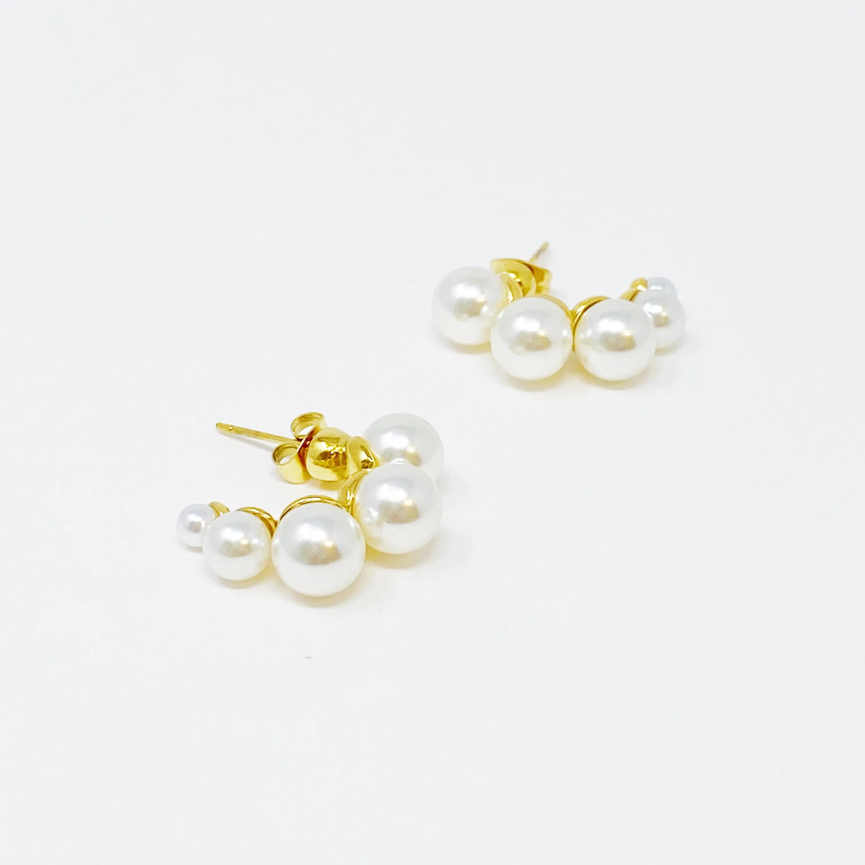 Gold Pearl Hoop Earrings