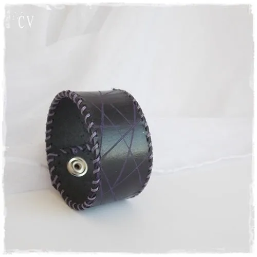 Gothic Black Leather Cuff Bracelet