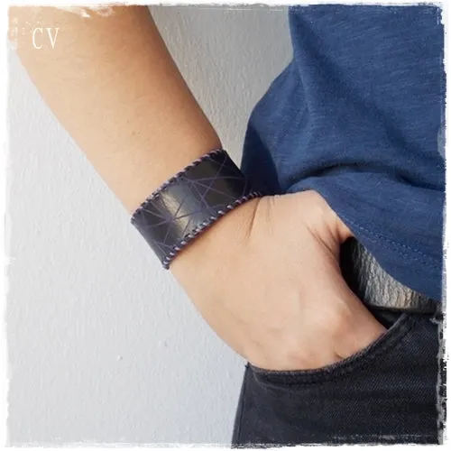 Gothic Black Leather Cuff Bracelet