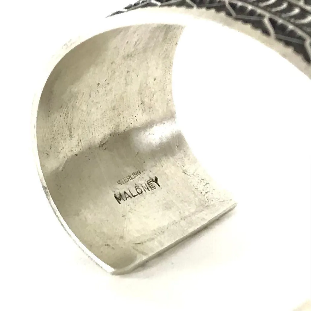 Leonard Maloney Sterlng Silver Stamped Wide Bracelet