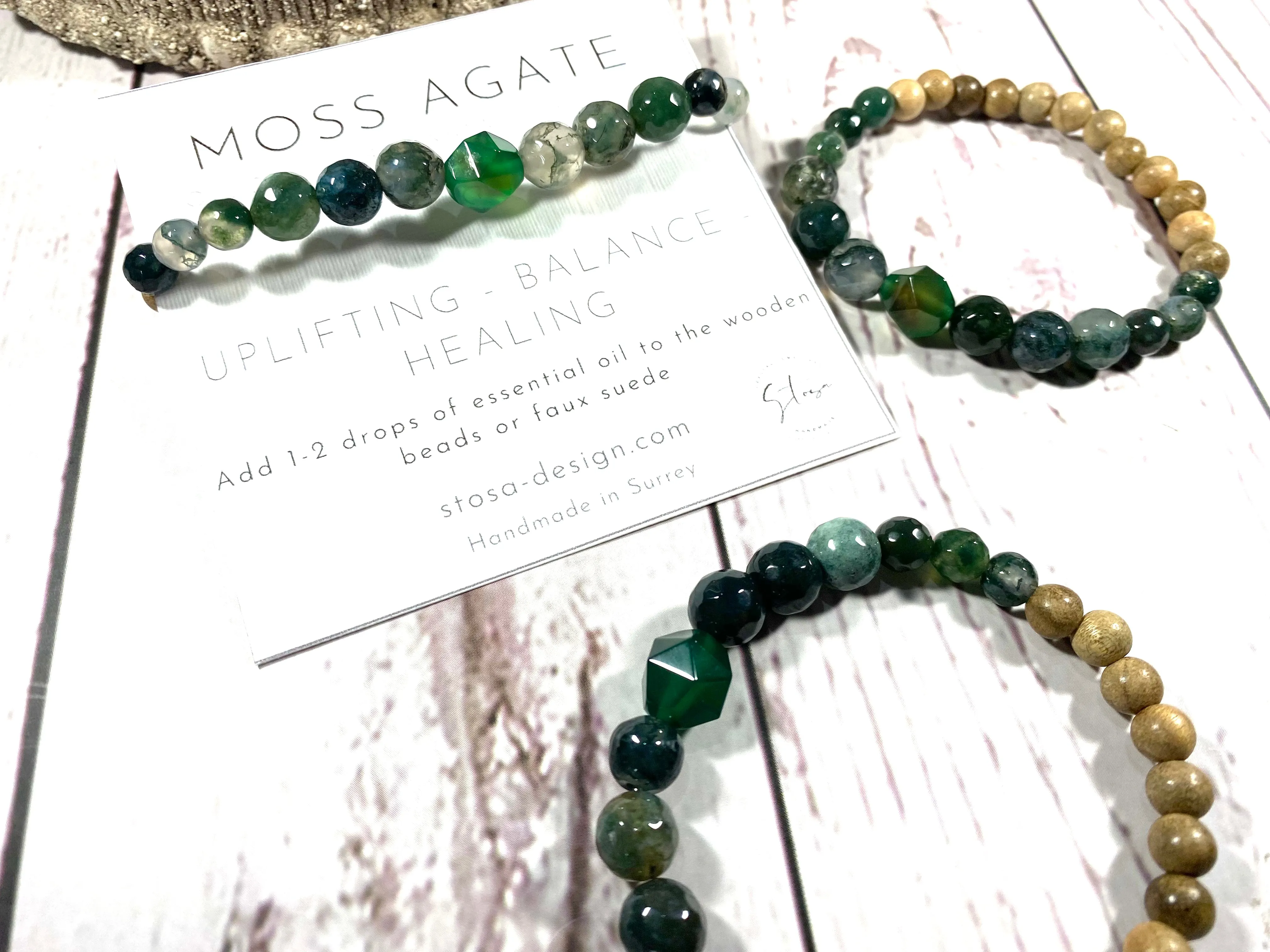 Moss Agate Crystal Diffuser Bracelet