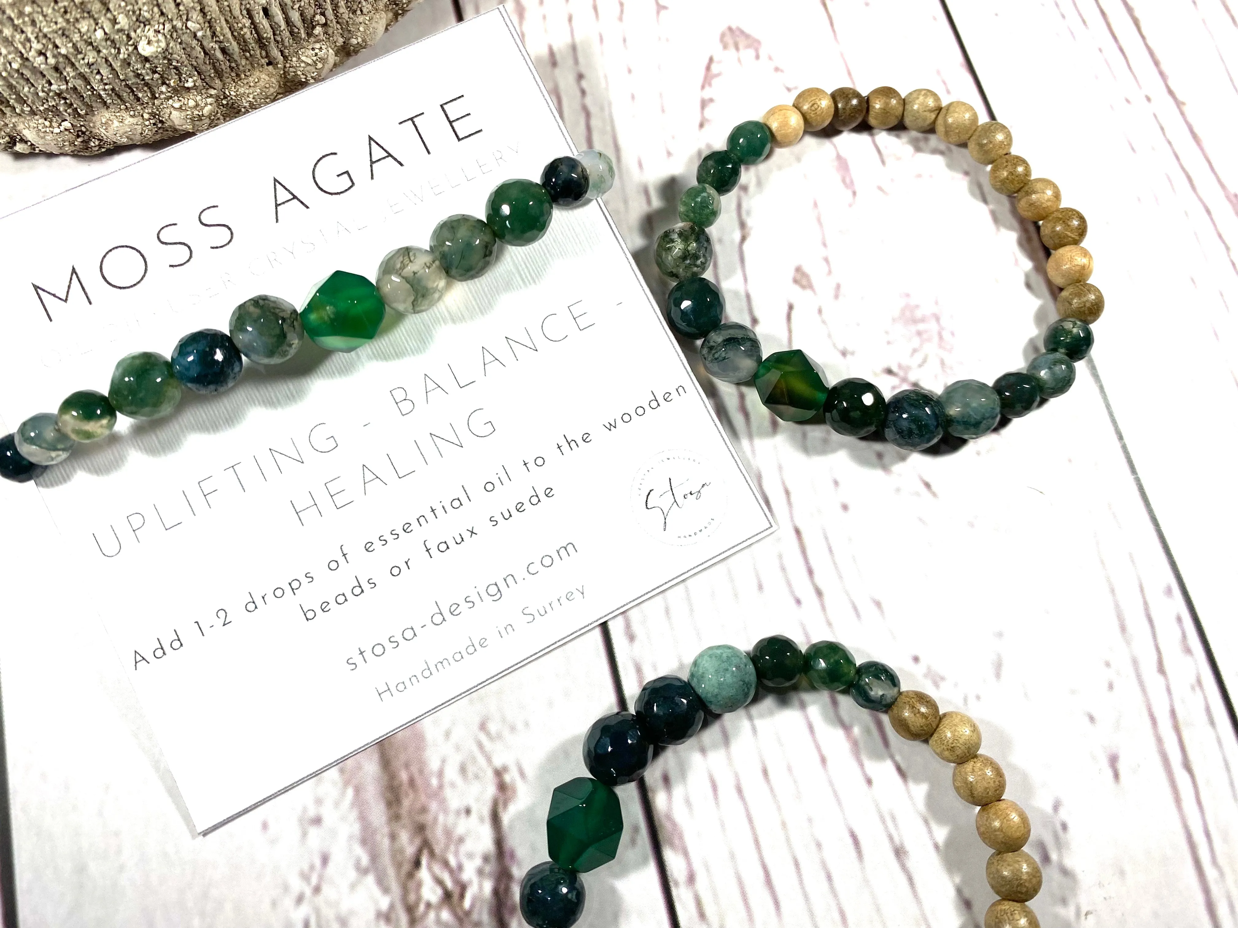 Moss Agate Crystal Diffuser Bracelet