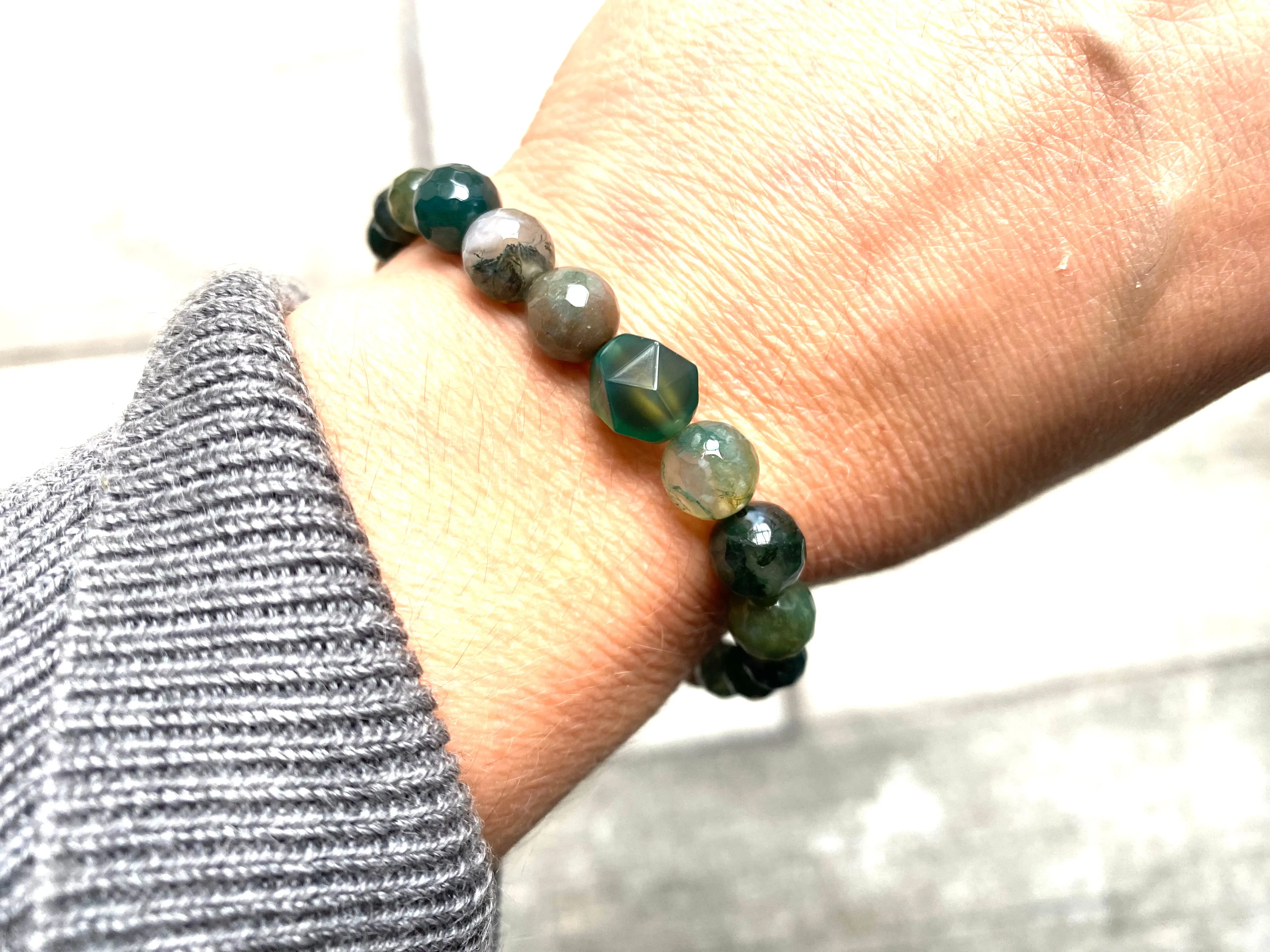 Moss Agate Crystal Diffuser Bracelet