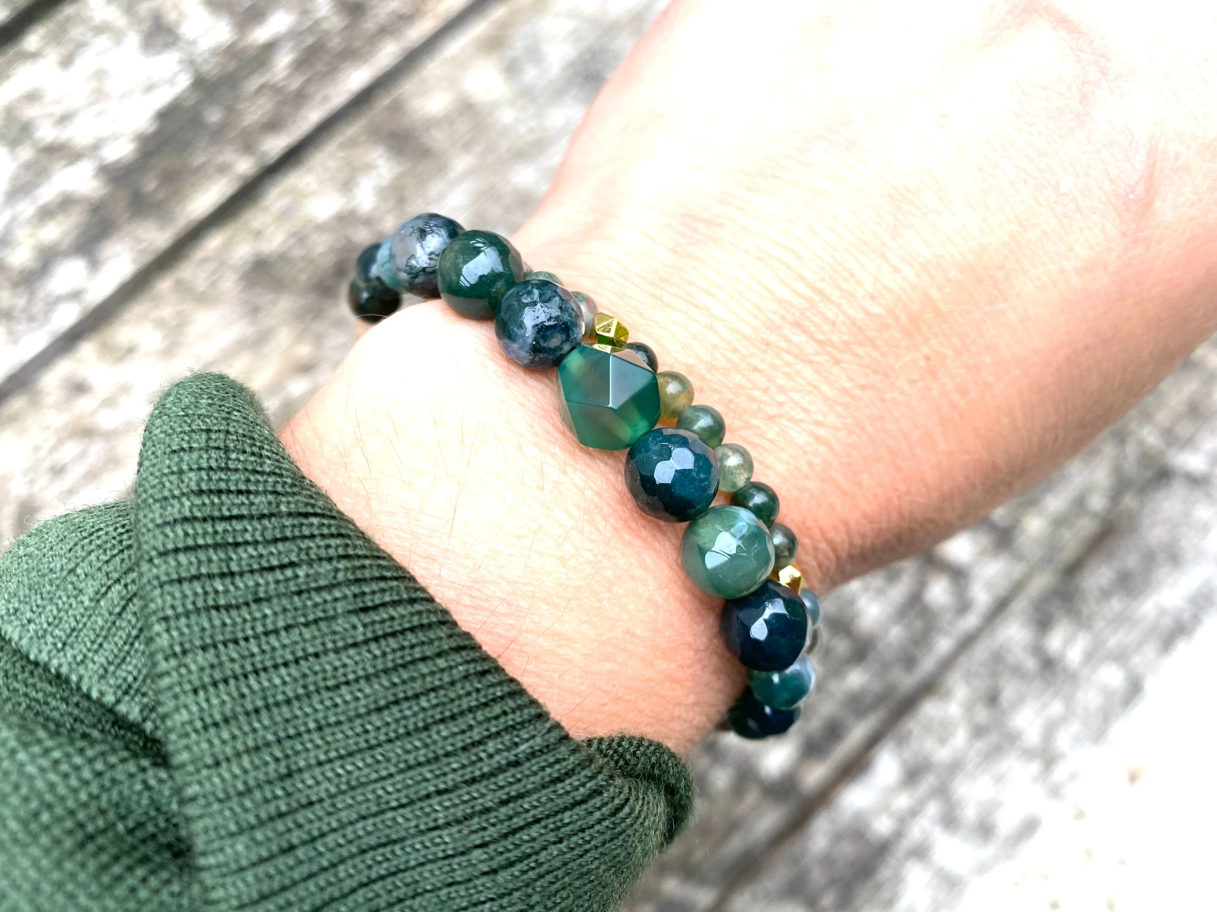 Moss Agate Crystal Diffuser Bracelet