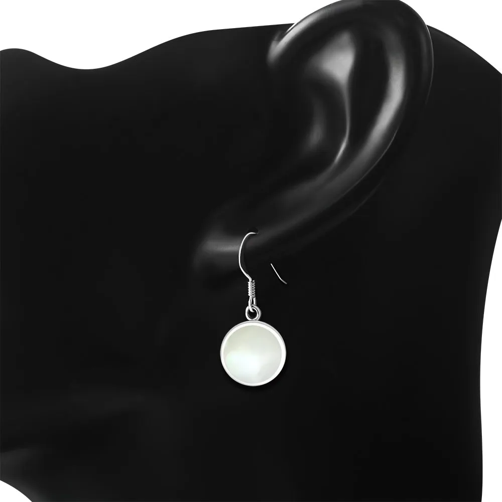 Mother of Pearl Round Sterling Silver Earrings