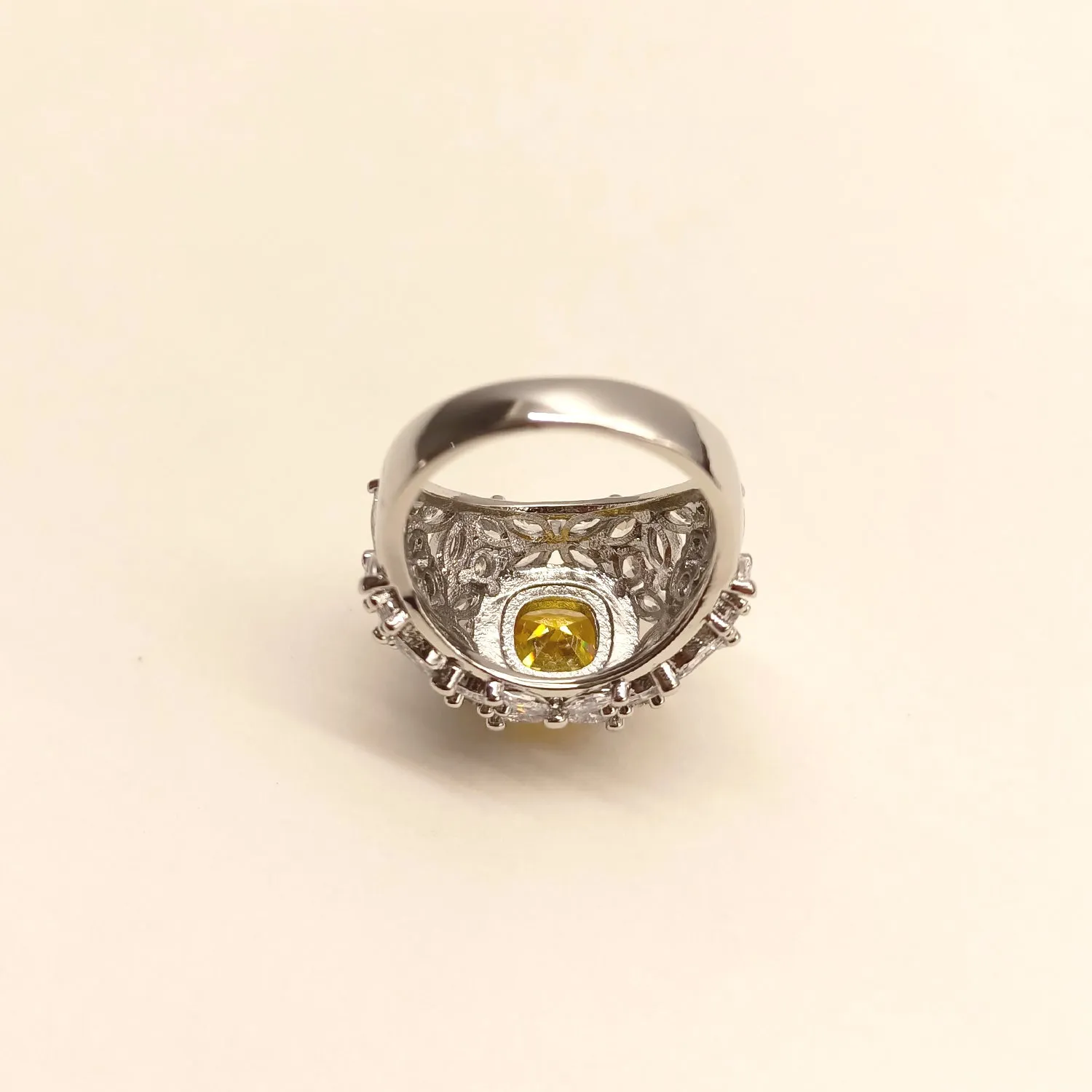 Naija American Diamond Ring With Yellow Stone