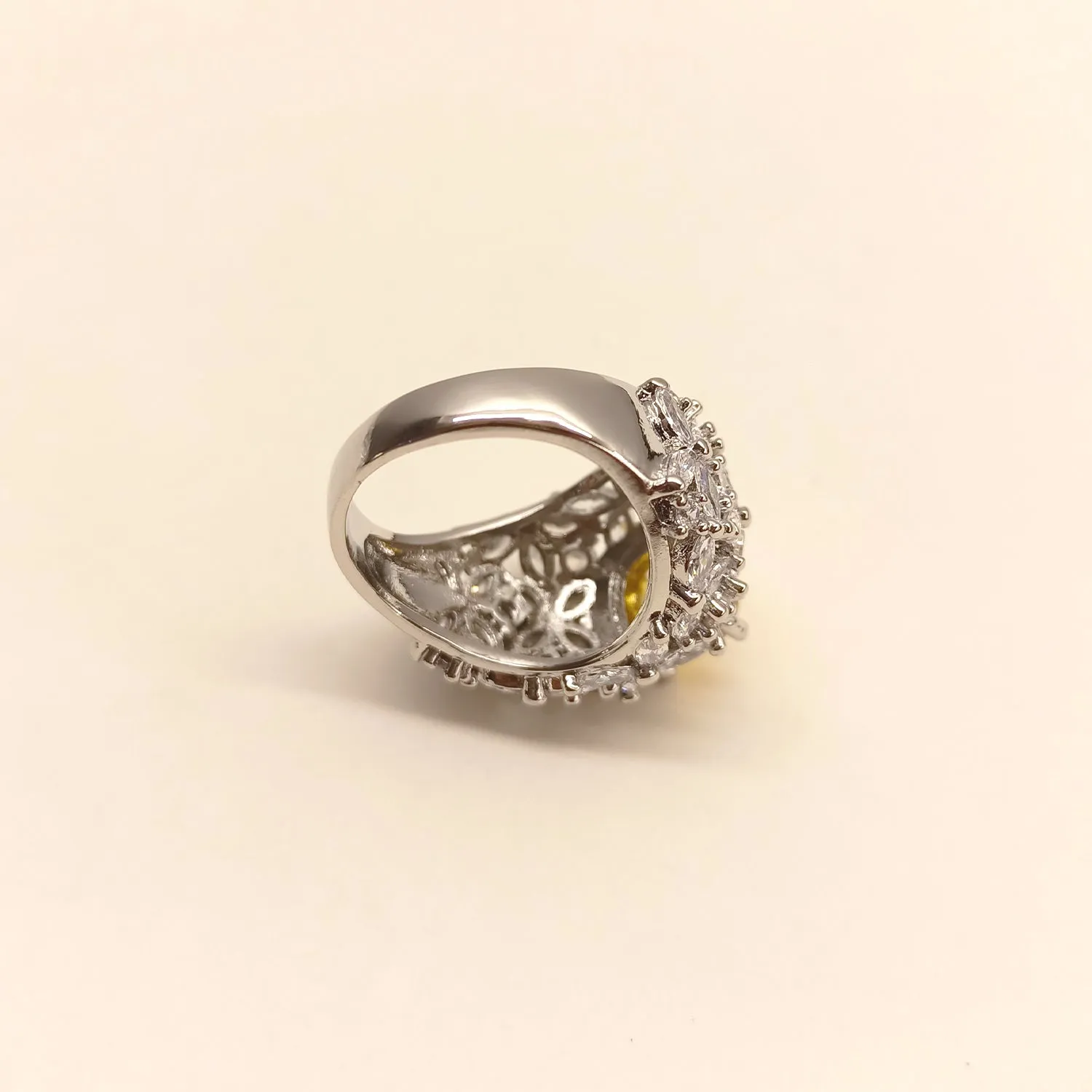 Naija American Diamond Ring With Yellow Stone