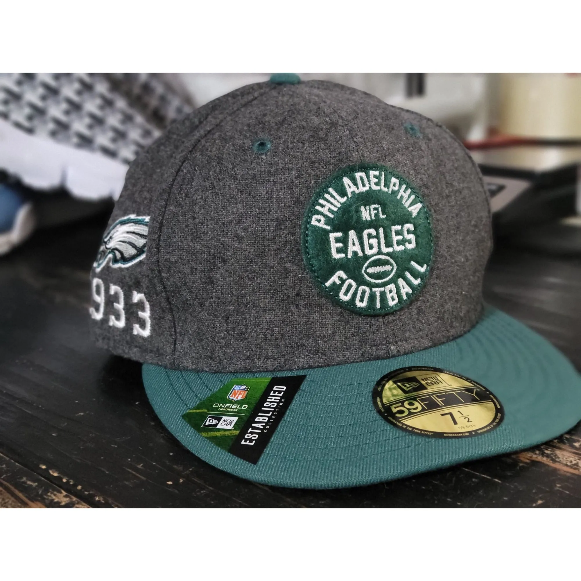 New Era Philadelphia Eagles 1933 Grey Wool Fitted Hat Men 7 1/2