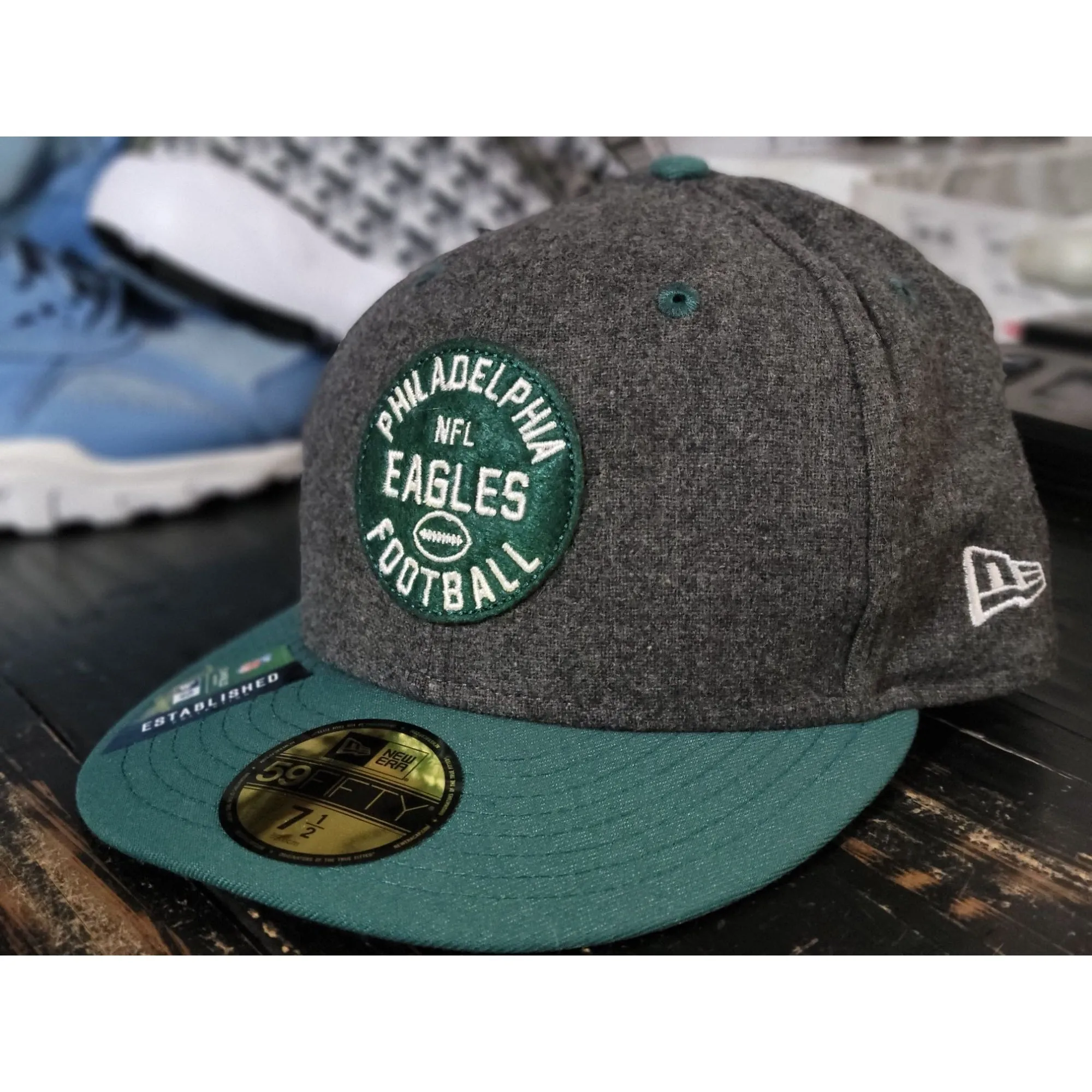 New Era Philadelphia Eagles 1933 Grey Wool Fitted Hat Men 7 1/2