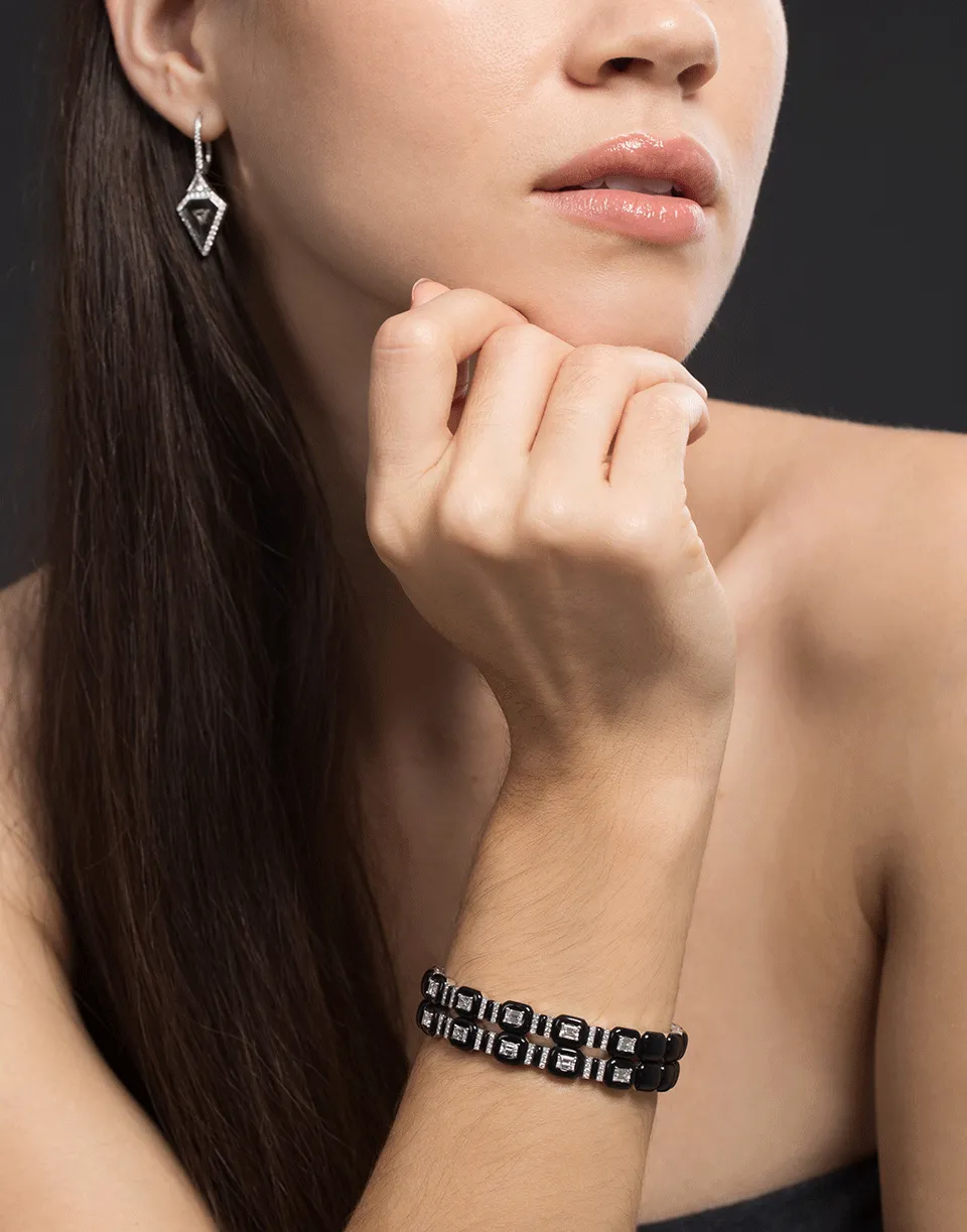 Oui Black Enamel Cuff