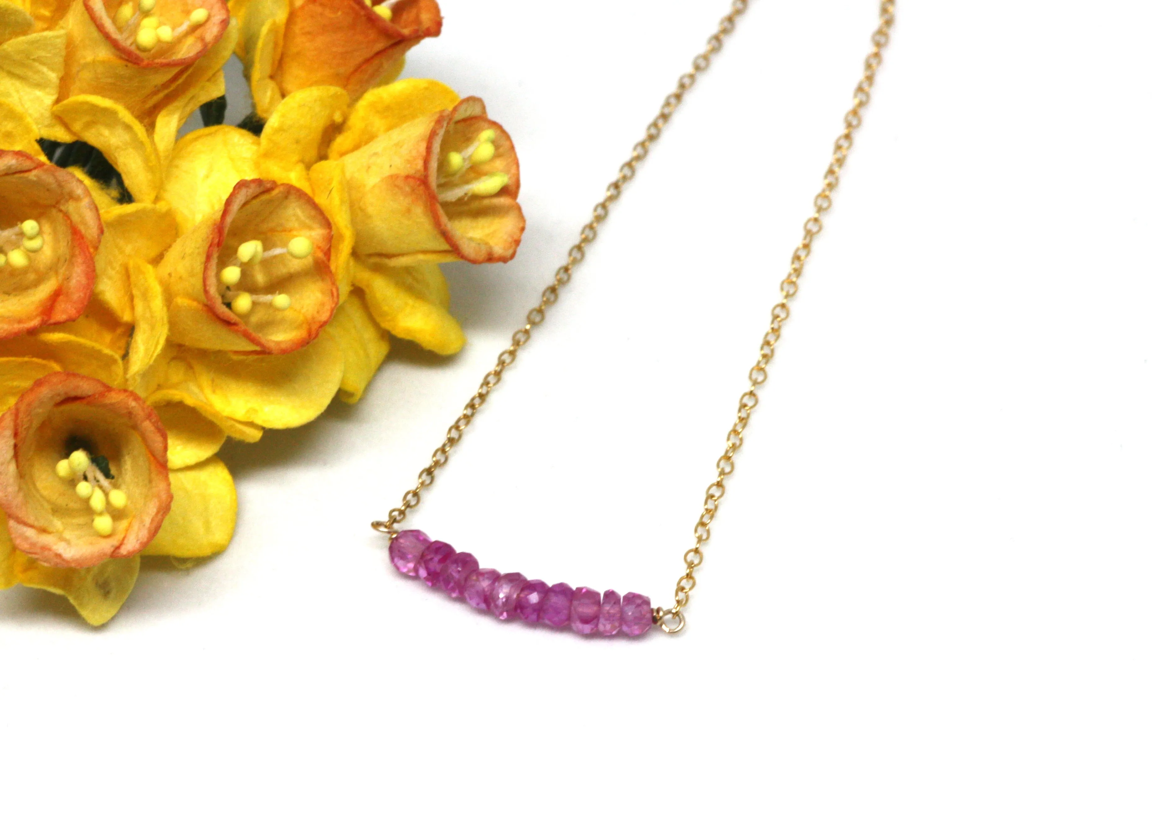 Pink Ruby Petite Bar Bracelet