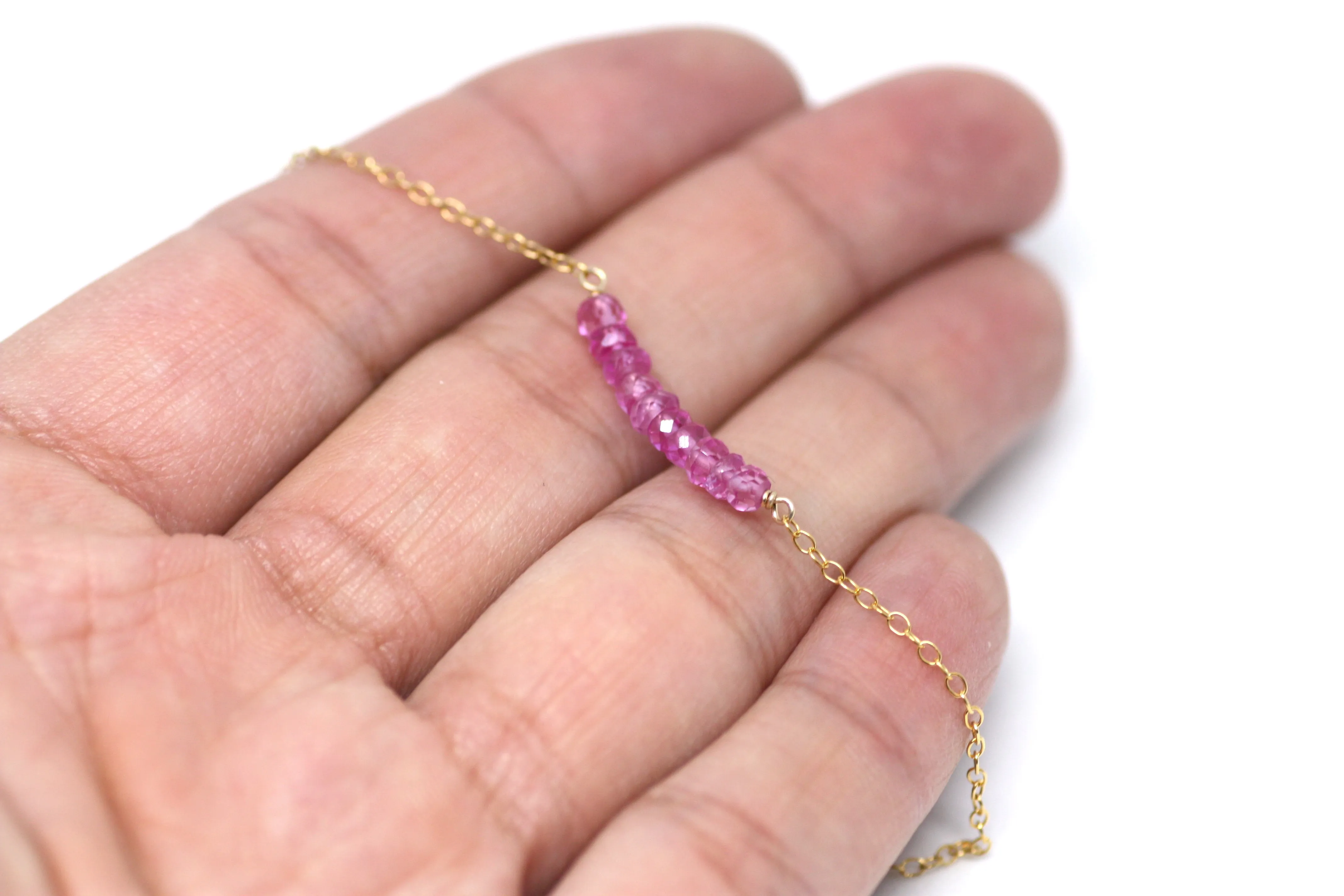 Pink Ruby Petite Bar Bracelet